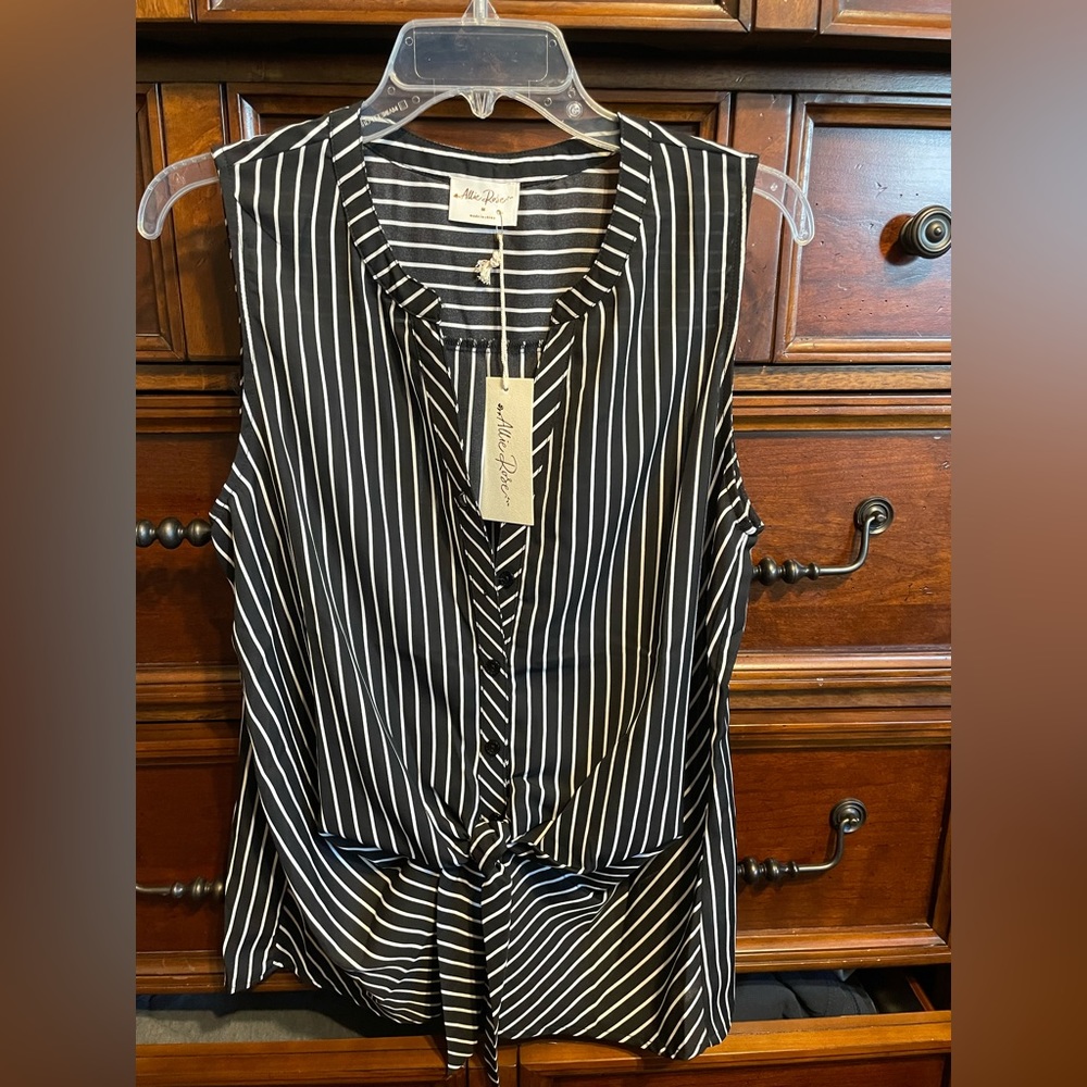 Allie Rose Black & White stripe shirt
